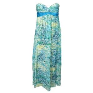 BCBGMazAzria Teal Watercolor Dress Size 4